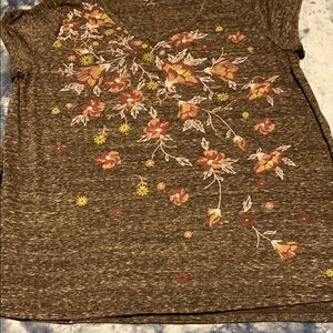 Style & Co. Brown and Yellow Graphic T-Shirt